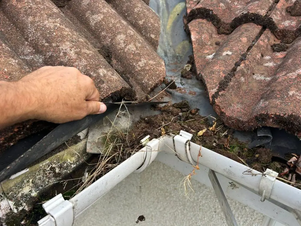 image of a house in East Kilbride having its gutters cleaned out by Renfrewshire Gutter Services